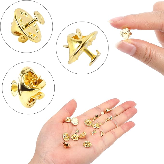 JANYUN 120 Pairs Butterfly Clutch Tie Tacks Safty Secure Pin Back | Gold Holder