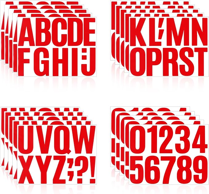Letter Stickers, Mailbox Numbers, 4 Inch Waterproof Vinyl Alphabet | 4 Inch Red