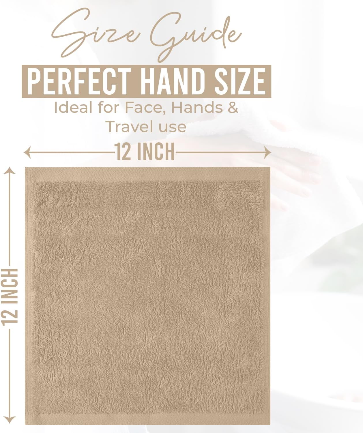 DAN RIVER 100% Cotton Wash Cloths 24 Pack [12x12] Soft & Absorbent Thin washcloths, Gym, Hotels & Spa Perfect for Everyday Use Fingertip Towels, Tan