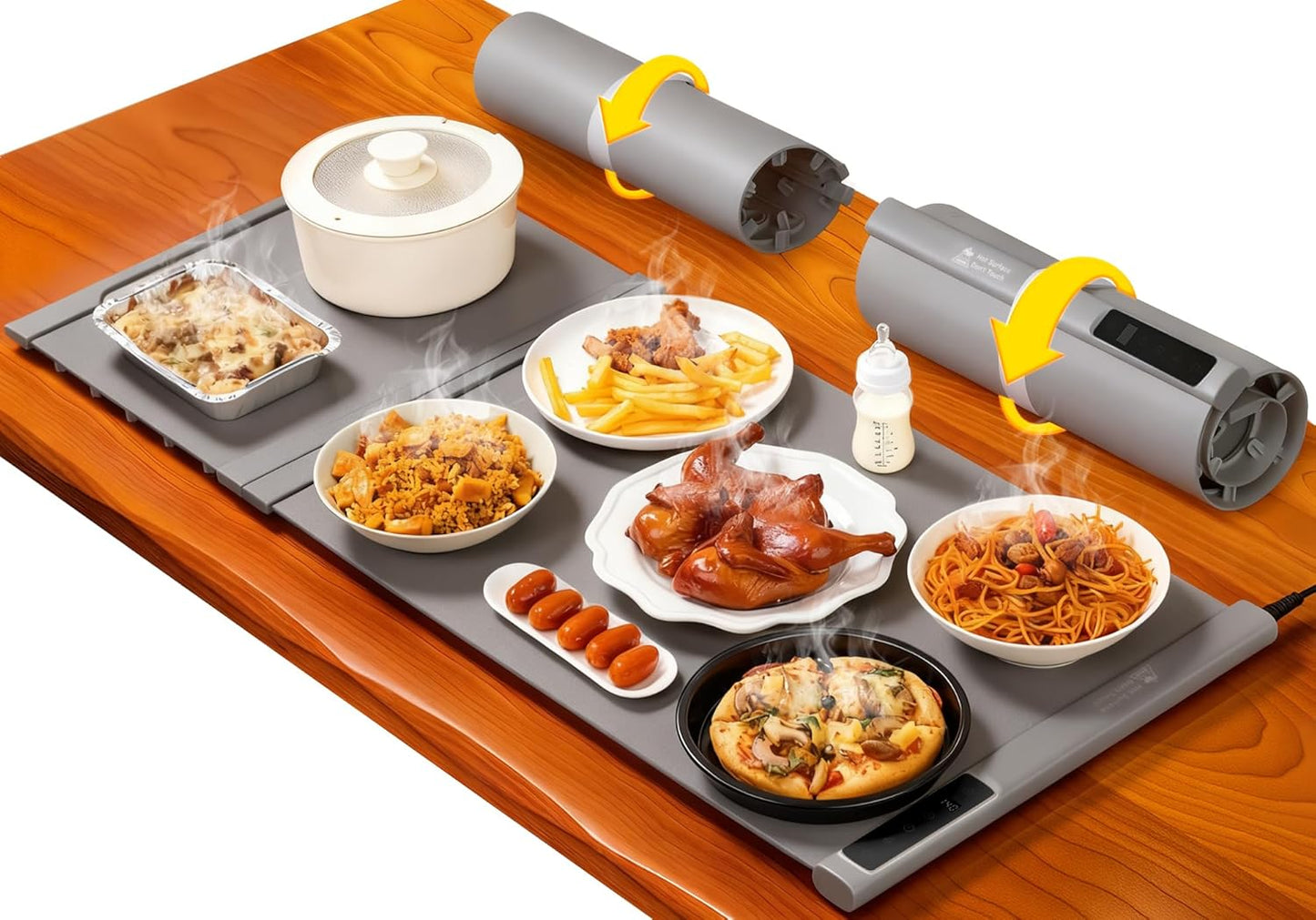 38"x16" Warming Mat for Food Extra Large, Extendable Food Warming Mat, Electric Warming Tray for Buffets Party with 7 Adjustable Temperature, 6 Timer, Silicone Food Warmer for Parties Home Countertop