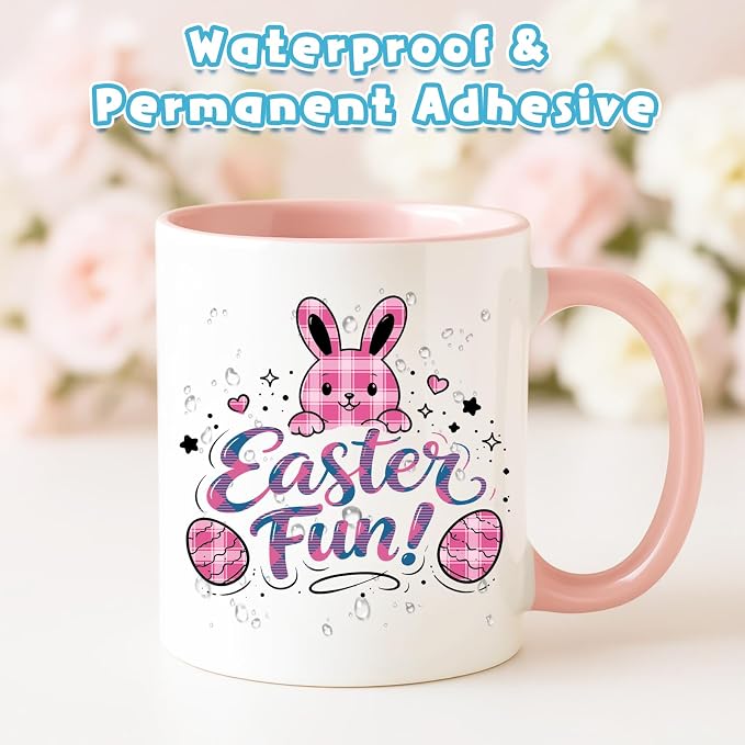 Tintnut Pink Blue Plaid Permanent Vinyl, waterproof, easy peel & stick
