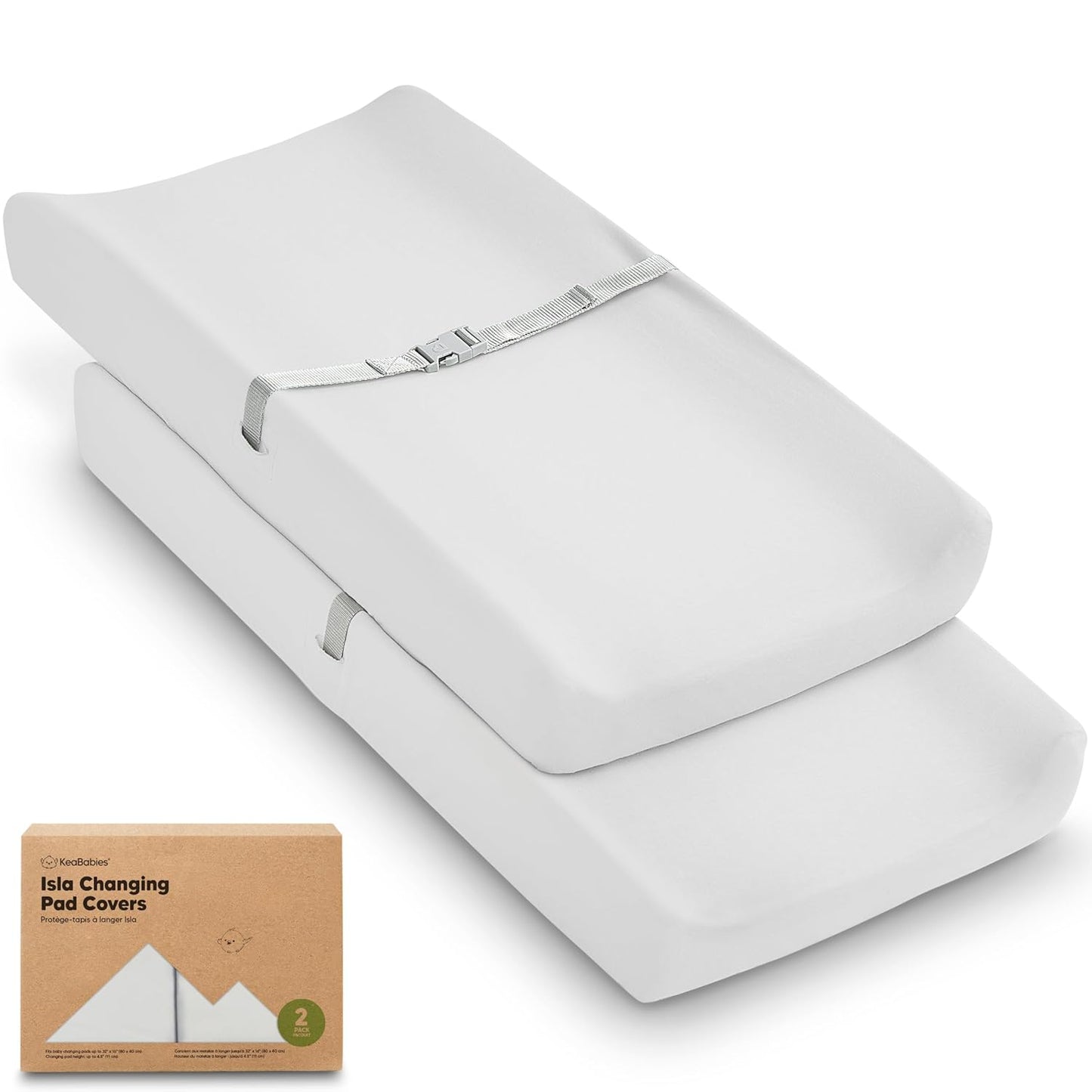 2-Pack Baby Changing Pad Cover for Girl, Boy - 32x16 Soft Viscose Derived from Bamboo Baby Diaper Changing Table Pad Cover Sheets, Neutral, Snug Fit Nursery Diaper Change Sheets (French Gray)