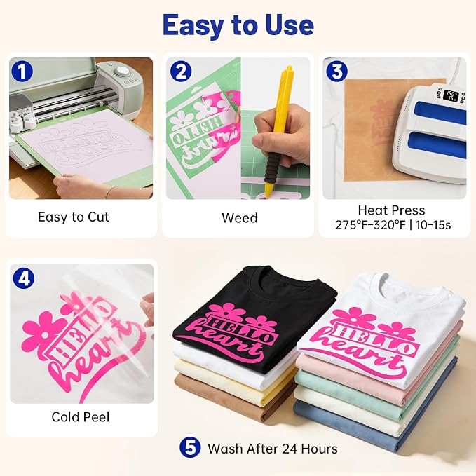 TECKWRAP Heat Transfer Vinyl for T-Shirts 20 PCS 10"x12" Easy Cut & Weed | 19