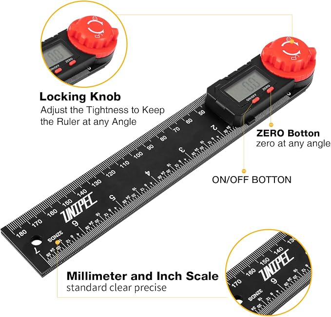 Digital Angle Finder Protractor, Angle Finder Ruler, 7inch 200mm, Angle