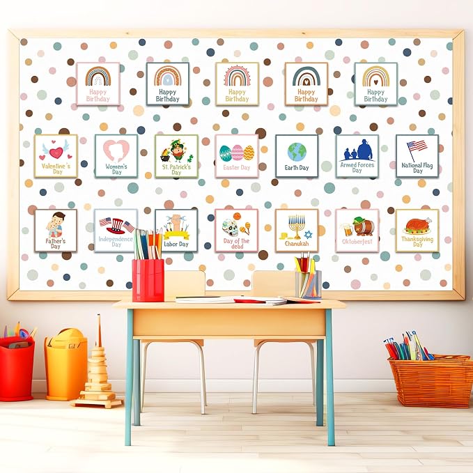 Qyeahkj Boho Dot Bulletin Board Paper Roll Boho Polka Dot Bulletin Board