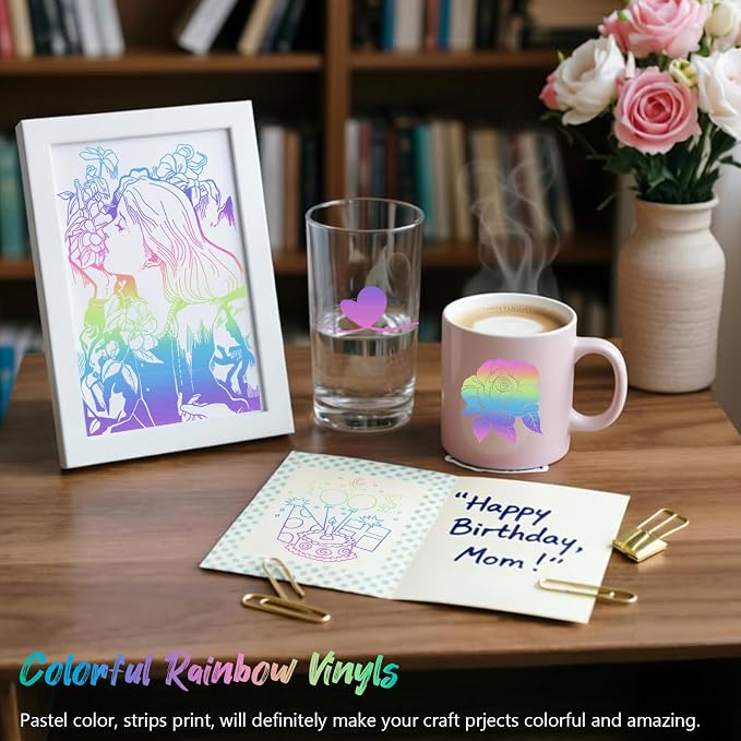 Rainbow Permanent Adhesive Vinyl Roll, Car Decals & DIY Crafts