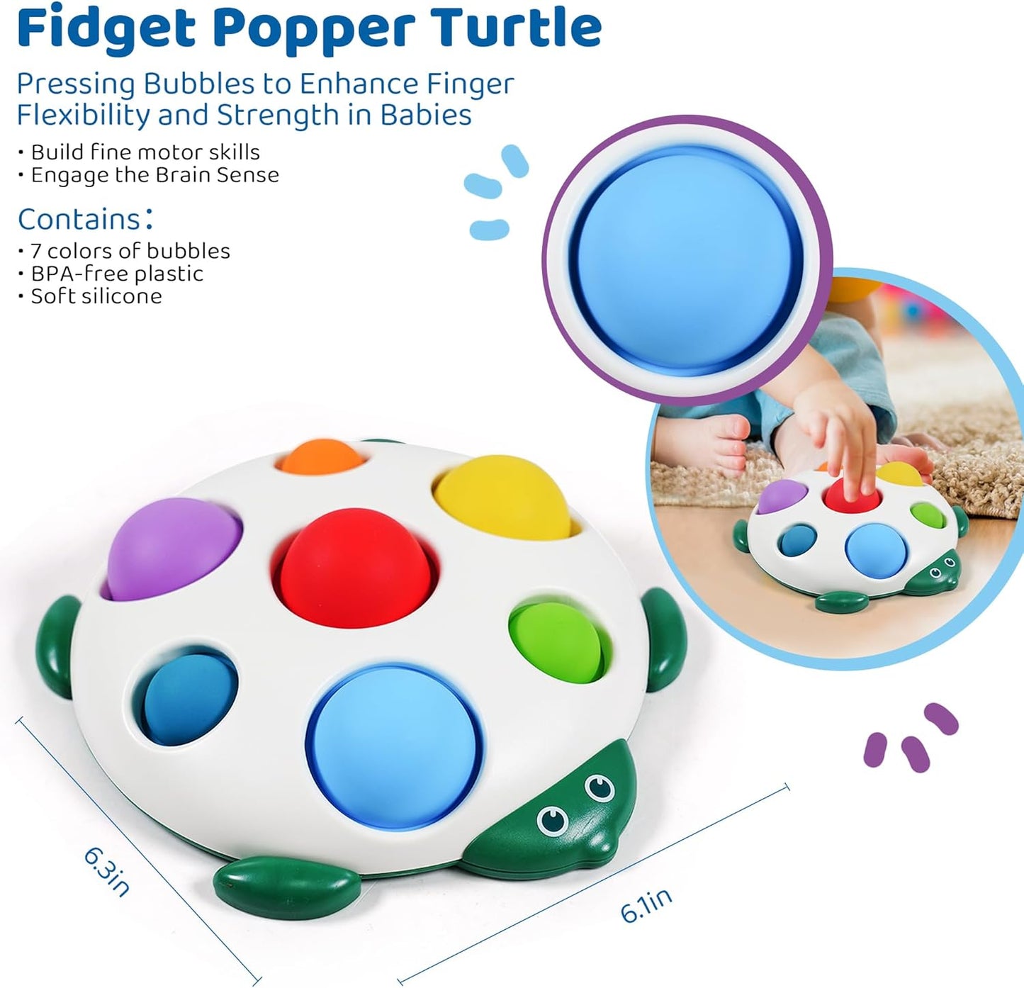 LiKee Fidget Popper Sensory Baby Toys for 10+ Months, Push and Popping Busy Board, Montessori Toys for 1+ Years Old, Airplane Car Travel Toy for Toddlers 1-3 Stress Relief