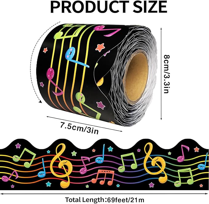 69Ft Musical Notes Bulletin Board Borders Colorful Cute Musical Note Trimmer