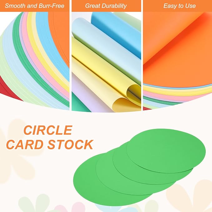 MECCANIXITY 24 Pcs Circle Card Stock, 8.3 Inch Round Cutouts Paper Thick