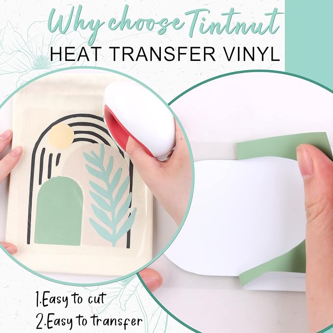 Tintnut Lichen Green Heat Transfer Vinyl, 10inx6ft Iron on Vinyl | Neutral boho