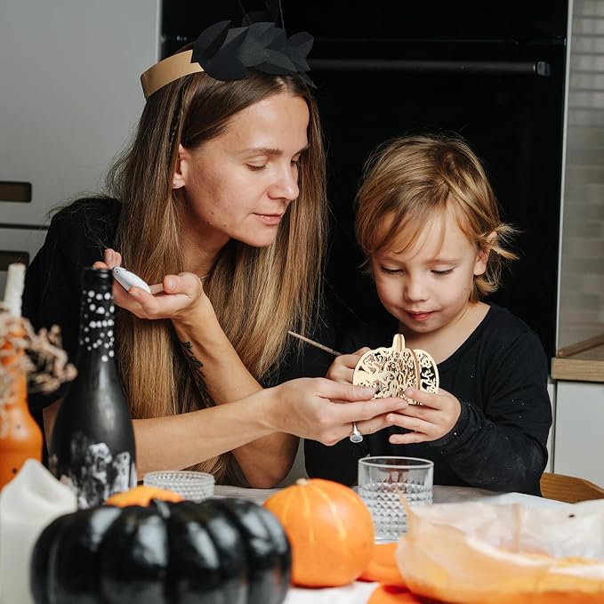 COCHIE DIY 3D Halloween Pumpkin Wood Crafts to Paint