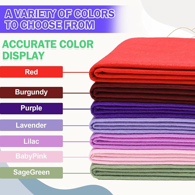 XSEINO Lavender Large Felt Fabric 36" X 36 ", 1.4 mm Thick Soft Felt Fabric