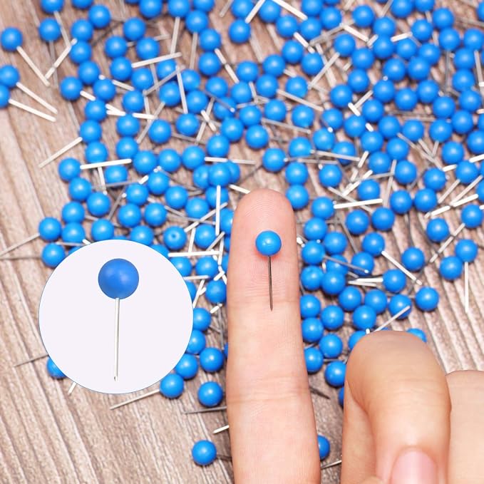 WILLBOND 500 Pack Map Push Pins Map Tacks Small Round Head Push Pins Thumb Tacks