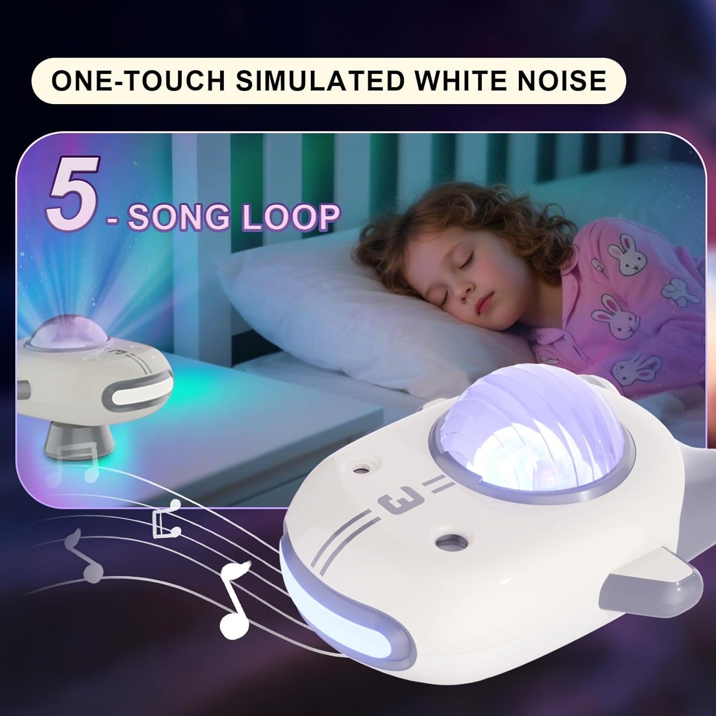 Galaxy Star Projector for Kids, 6 Colors & 5 White Noise Ceiling Night Light with Remote Control, Northern Lights Projector Gifts for Girls Boys Adults,Bedroom Party Decoration (Gray)