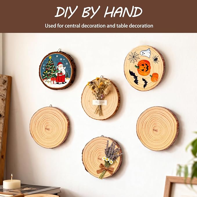 FSWCCK 6 PCS Unfinished Wood Slices