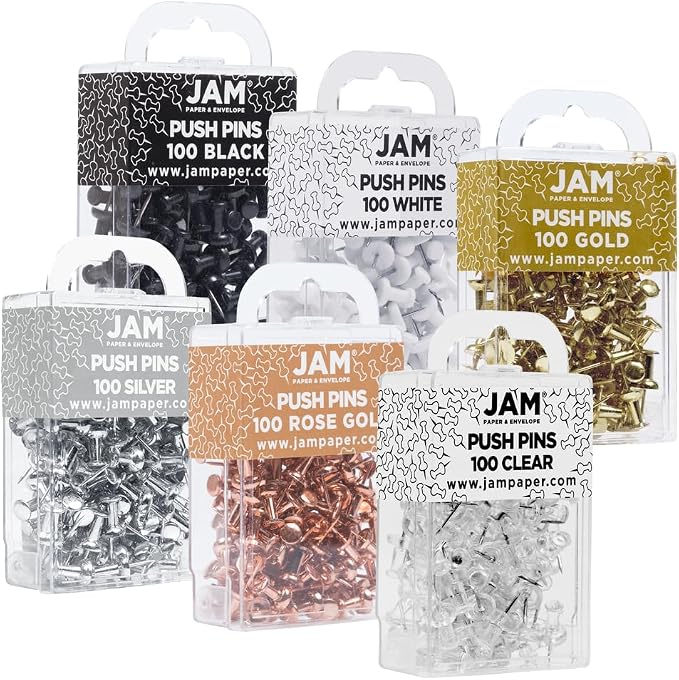 JAM PAPER Colorful Push Pins