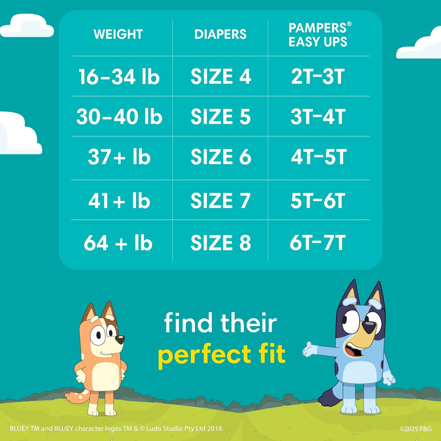 Pampers Training Pants - Easy Ups Boys & Girls Bluey - Size 6T-7T, 70 Count, Children's Potty Underwear