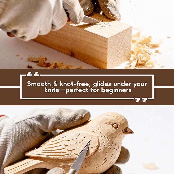 34PCS Basswood Carving Blocks, Soft Unfinished Wood Whittling Blanks in 2 Sizes