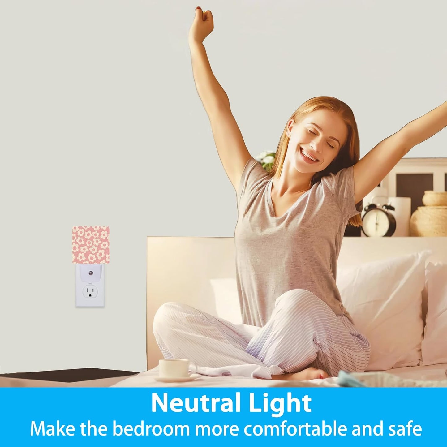 Night Lights Plug into Wall Vintage Groovy Flowers Night Lights Dusk to Dawn Sensor Led Lamp for Women Men,Led Lights for Stairway/Hallway/Bedroom,0.5W