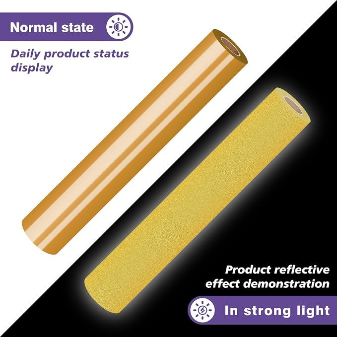 TUMIYA Heat Transfer Vinyl Reflective Gold HTV Roll, Reflective HTV Vinyl