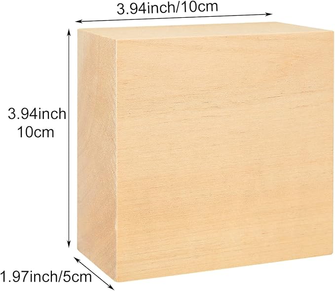 6PCS 4x4x2 inch Basswood Carving Blocks, Unfinished Wood Blocks