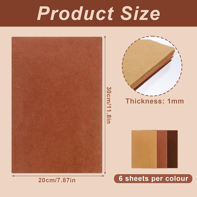 Brown Felt Fabric, 18 Pieces Felt Sheets