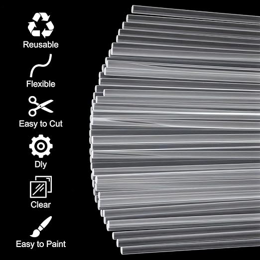 120 Pcs Clear Acrylic Rods, 2 mm 8 inch Diameter Acrylic Dowel Rods | Reusable