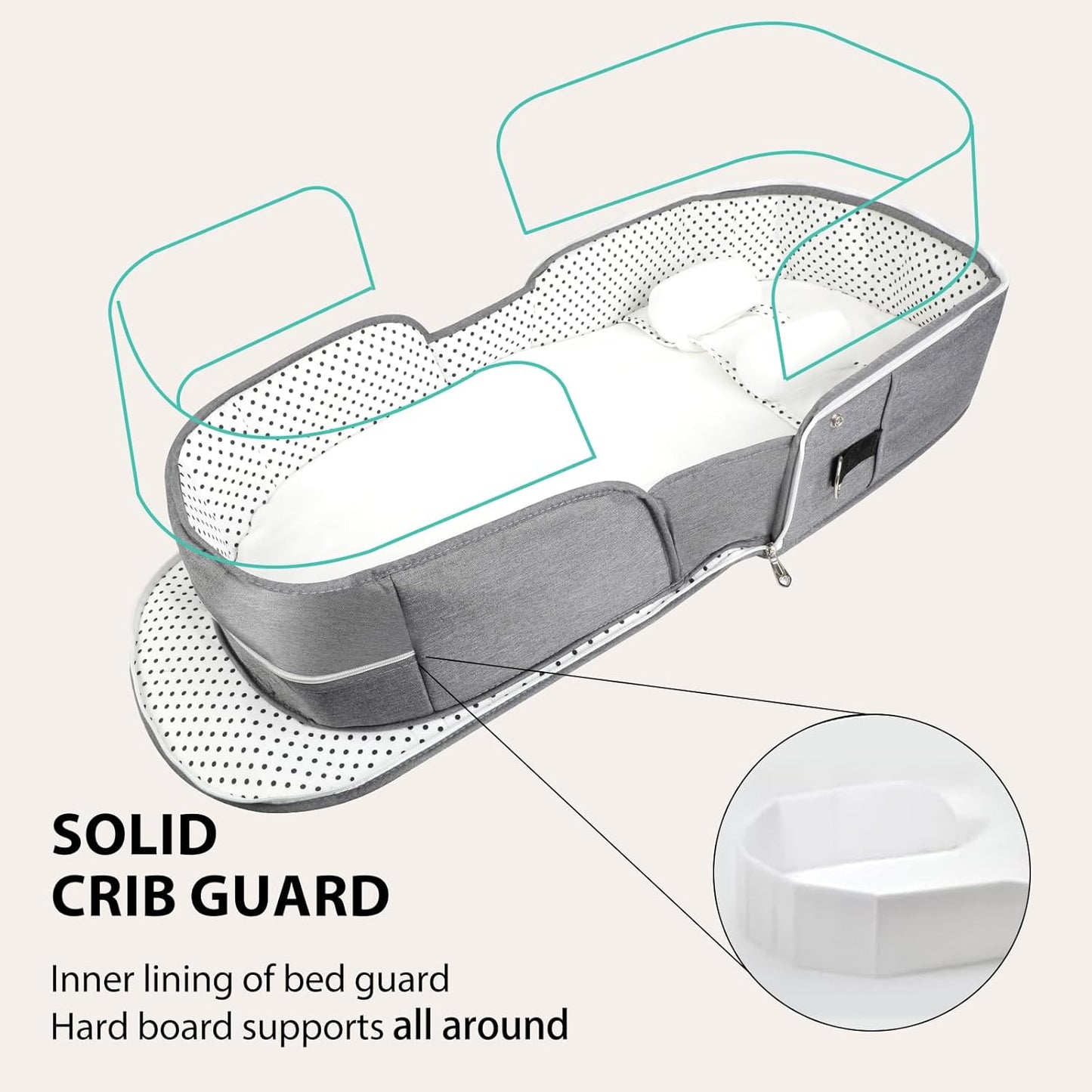 Portable Bassinet for Baby Travel Lounger Foldable Baby Co-Sleeping Bed with Mosquito net + Cool mat Carry Bag & Storage Pocket ()