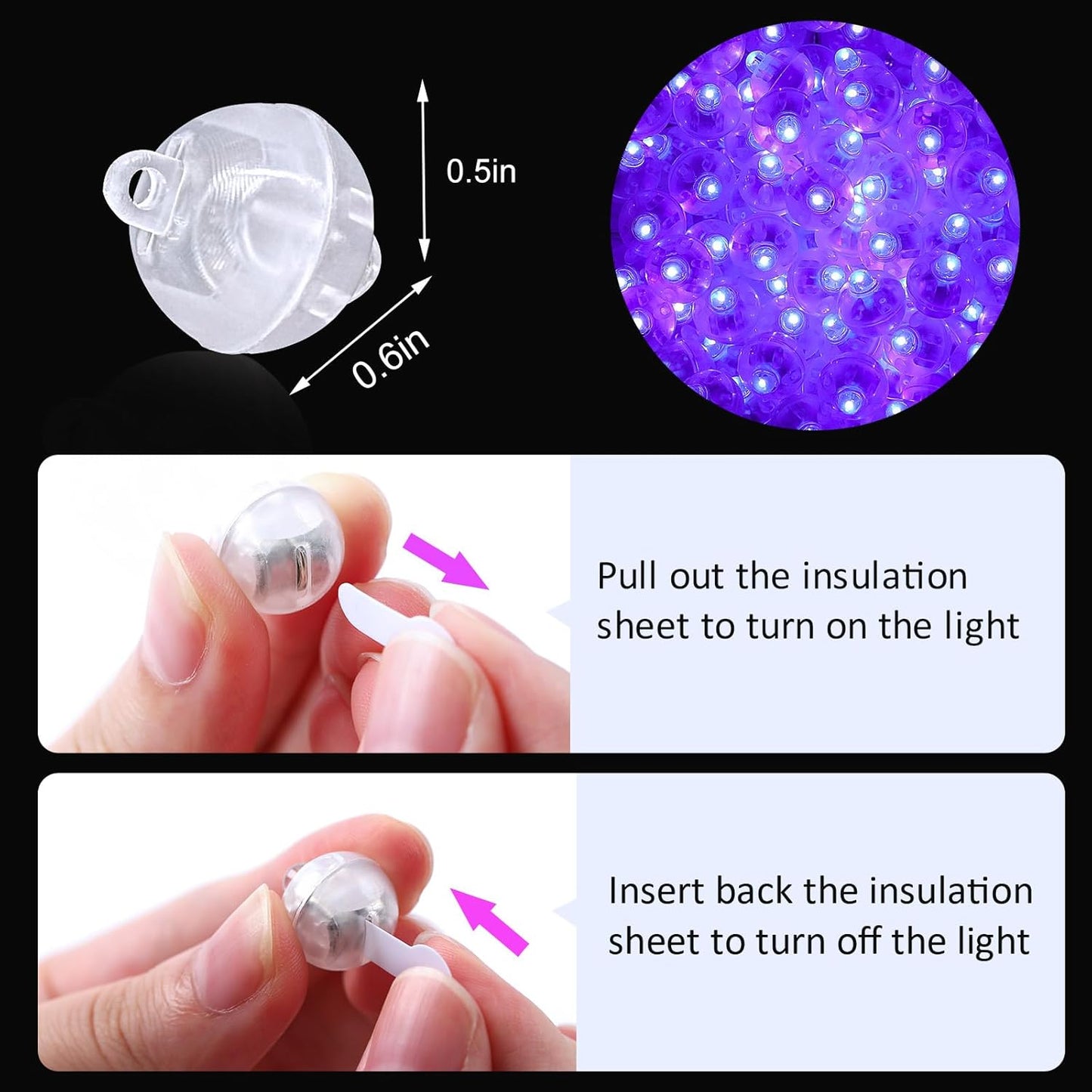 ZGWJ 100PCs Mini Led Lights,Flash Led Balloons Light up Balloons for Party Decorations Neon Party Lights for Paper Lantern Easter Eggs Birthday Party Wedding Halloween Christmas Decoration, Purple