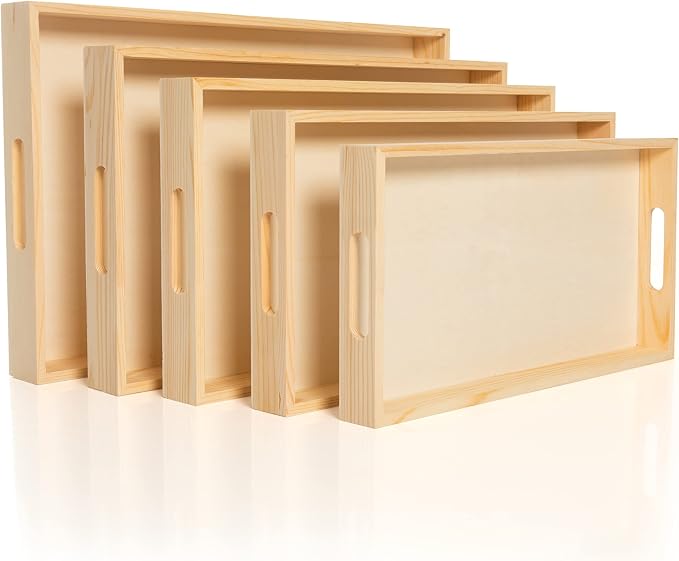Wooden Nested Serving Trays, Unfinished Rectangle Trays