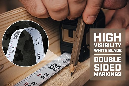 Spec Ops Tools Tape Measure for Measuring & Layout, 1 1/8" Double-Sided Blade