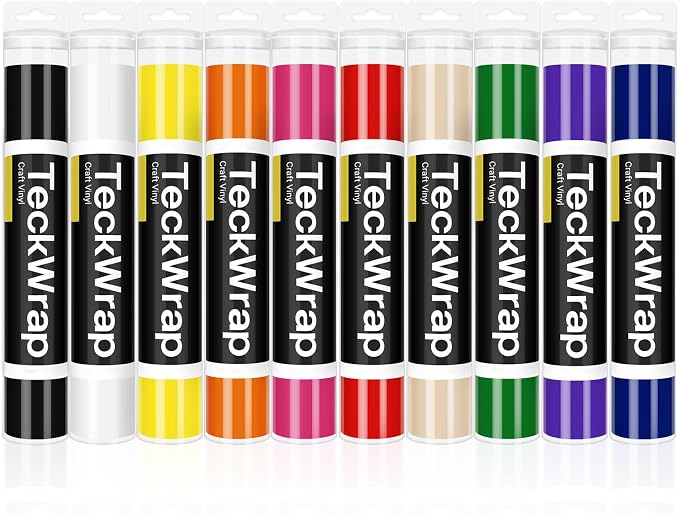 TECKWRAP 001 Glossy Permanent Vinyl - 12in x 3ft Rolls 10 Colors Adhesive Vinyl