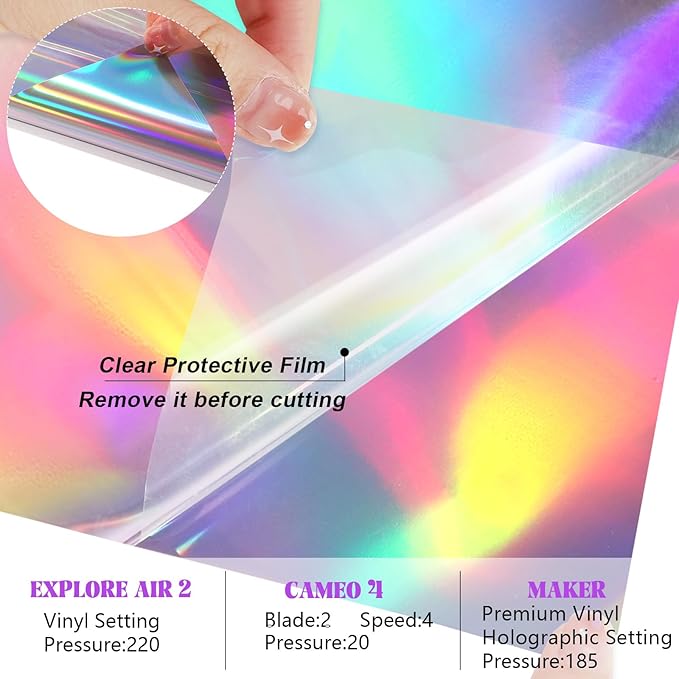 WRAPXPERT Holographic Vinyl, Rainbow Silver Adhesvie Roll