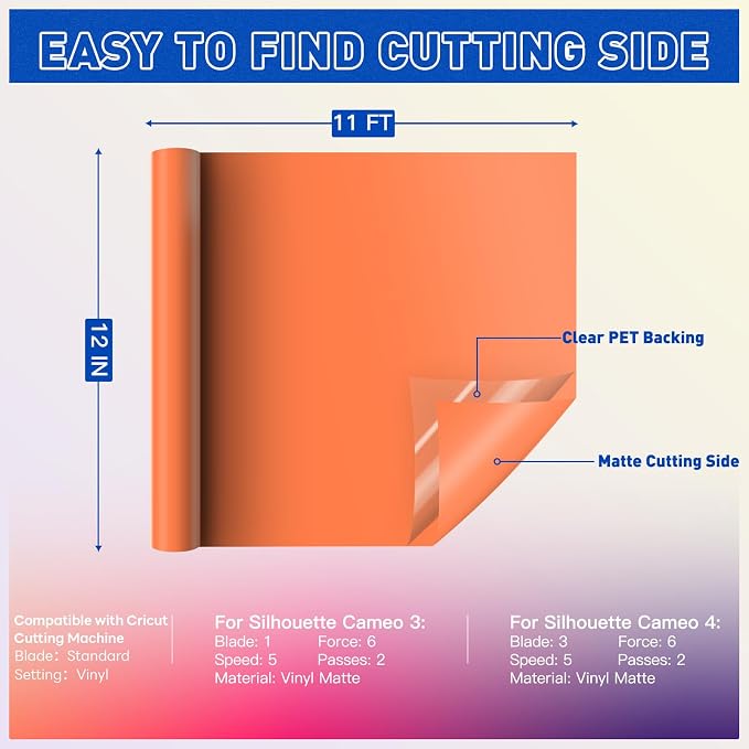 HTVRONT Orange Permanent Vinyl, Silhouette, Scrapbooking, Die Cutters