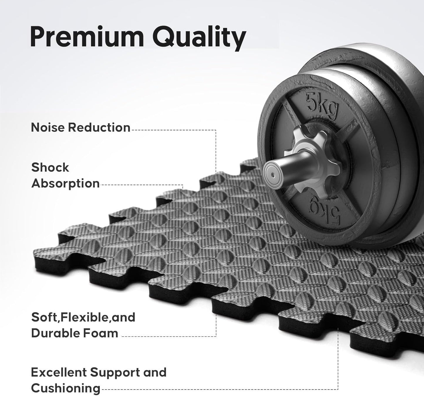 Home Gym Mat, Puzzle Exercise Mat, EVA Interlocking Foam Floor Tiles for Home Workout Equipment and Kids' Play Areas - Black, 24 in x 24 in x ½ in - 16 Tiles (Black, 16 Pack, 64 SQ FT)