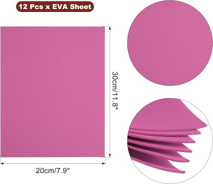 uxcell Rose EVA Foam Sheets, 11.8x7.9 in 2mm Thick Handicraft Foam Paper