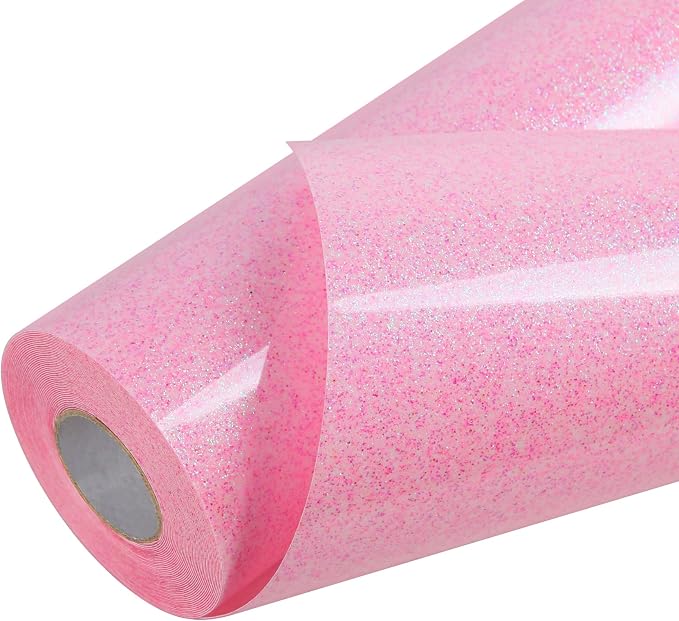 TORC Pink Glitter HTV Heat Transfer Vinyl Large Roll 12 inch x 20 ft Sparkly