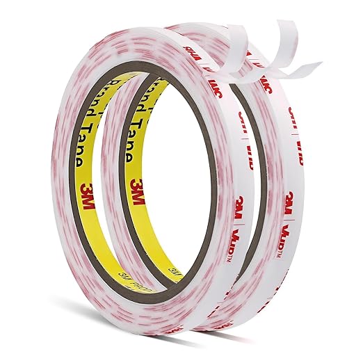3M Double Sided Tape Thin 1/4''x15.4Ft 2 Pack Mounting Tape, 0.025in Thick