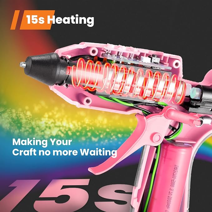 Cordless Hot Glue Gun, GoGonova 15s Fast Preheating 5Ah Built-in Battery Hot