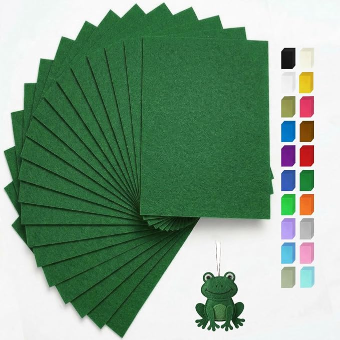 Emerald Green Felt Fabric Sheets Stiff 20 Pcs 8" X 12", 1mm Thick Assorted