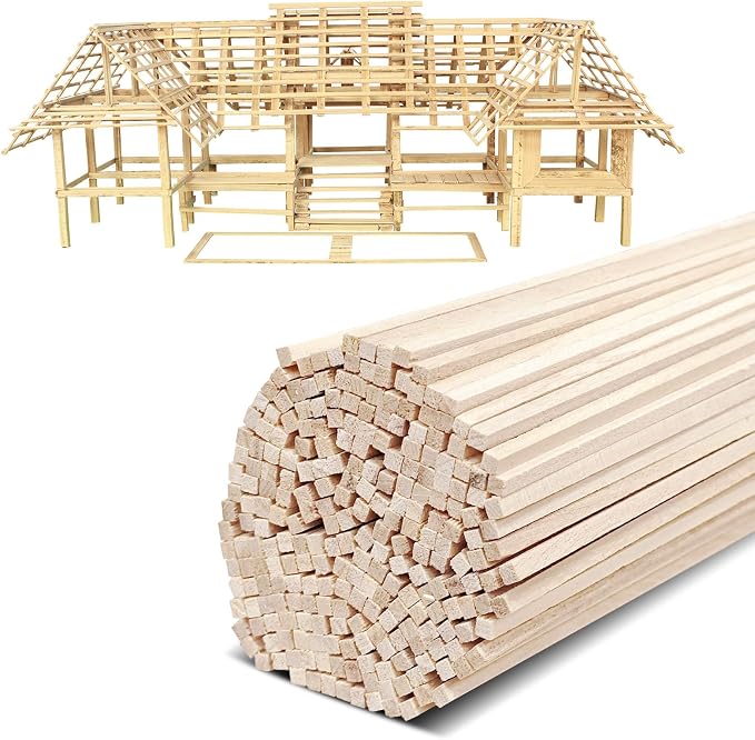 300 Pcs Balsa Wood Sticks 1/8 x 1/8 x 12 Inch balsa Wood Strips Hardwood Square
