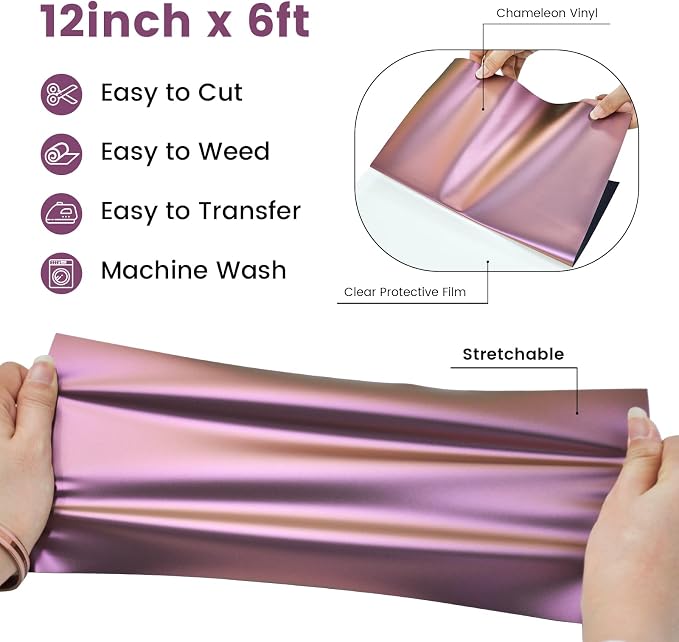 Chameleon HTV Heat Transfer Vinyl, Iron On Vinyl Purple to Brown 12" x6ft |