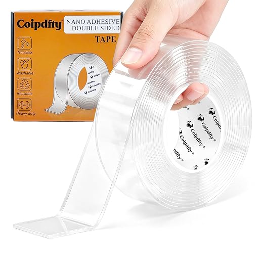 Double Sided Tape Heavy Duty for Wall Decor No Damage to Paint, Nano Two Sided