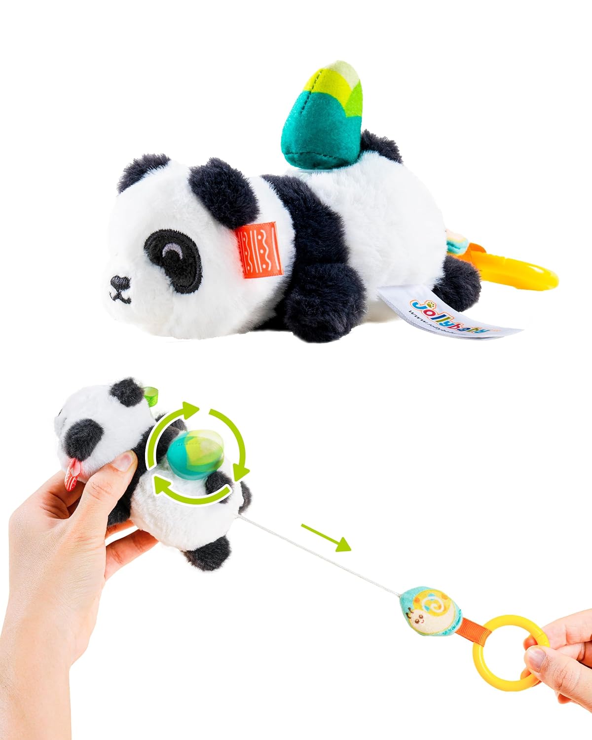 Jollybaby Baby Rattles & Soft Plush Spinner Toy for Babies 0-3-6-12 Months, Sensory Developmental Toys for Newborn 0-2-4-7-8-9 Months, Baby Shower & Birthday Gifts - Panda