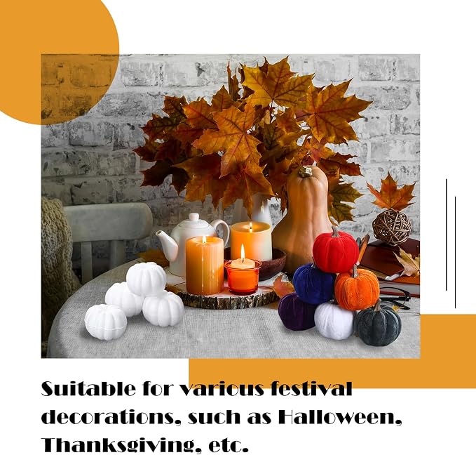 Lenwen 24 Pcs Fall White Foam Pumpkins