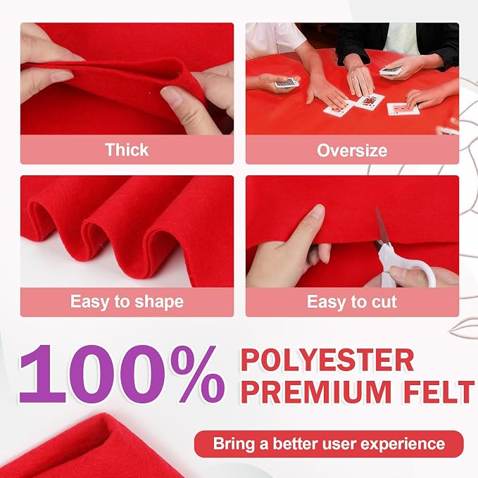 XSEINO Red Large Felt Fabric 108" X 36 ", 1.4 mm Thick Soft Felt Fabric Sheet