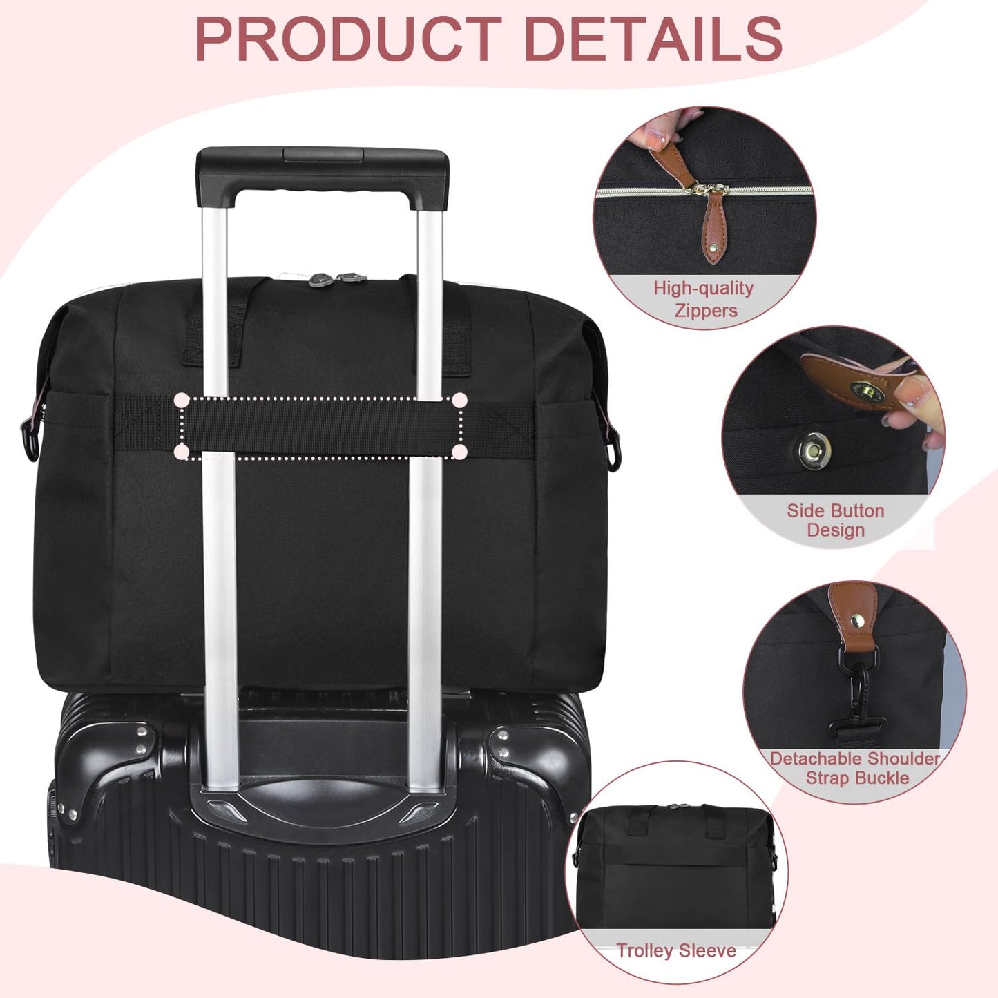 Diaper Bag Tote, Diaper Baby Bags with Pacifier Case, Shoulder Straps, Stroller Clips, Waterproof Large Mommy Maternity Travel Baby Tote for Mom and Dad, black