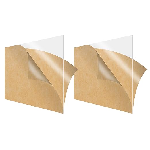 SimbaLux Acrylic Sheet Clear Cast Plexiglass 12”x12” 1/8” Thick 3mm, 2 Pack |