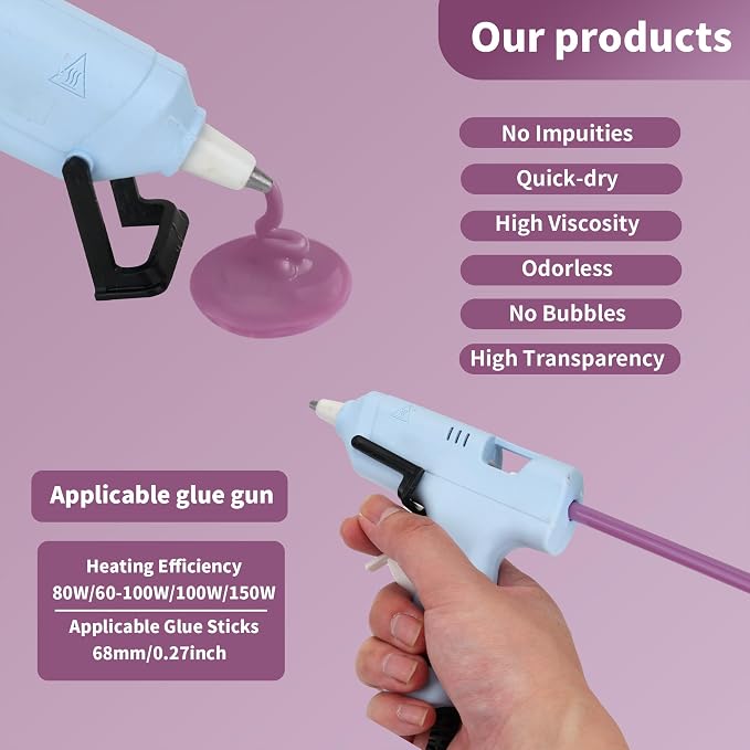 MATUFF light purple Hot Glue Sticks Mini 0.27" x 5.9 inches, Hot Melt Mini Glue