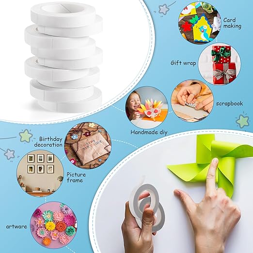 9 Rolls Double Sided Tape for Crafts, Strong Double-Sided Tape, Scrapbook Tape